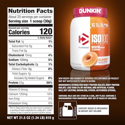 Dymatize ISO100 Protein Powder, 100% Whey Isolate, Dunkin' Glazed Donut - Image 5