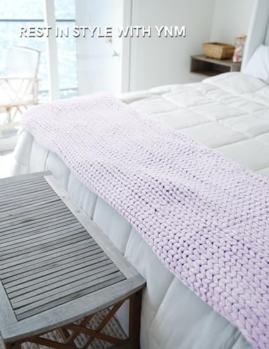 YnM Chunky Throw Blanket, Medium-Weight, Hand Knitted, Skin Friendly, Ventilated and Breathable, Machine Washable, Home Décor Piece for Couch, Sofa and Bed (Iris Lavender, 50x70 Inch) - Image 4