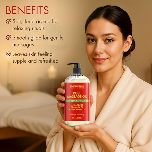 Majestic Pure Rose Massage Oil, Floral Aromatherapy Body Oil, 8 Fl Oz - Image 5