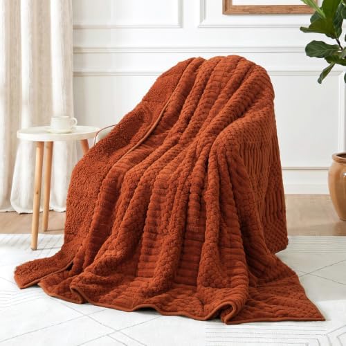 Wemore Sherpa Fleece Weighted Blanket for Adults, Orange 48" x 72" 15 lbs by WemoreDirect