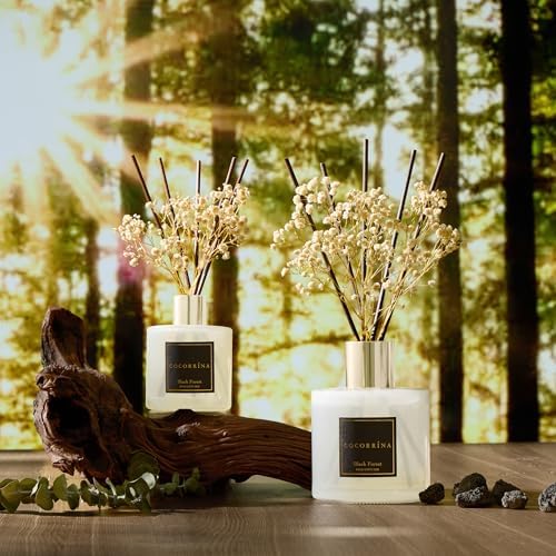 COCORRÍNA Reed Diffuser - Black Forest 17 Fl.oz Reed Diffuser with 8 Sticks Scented Diffuser with Preserved Flowers for Bathroom Home Decor - Image 5