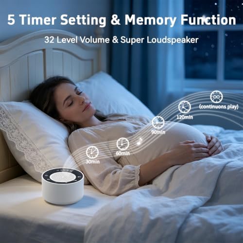 Small Sound Machine Portable White Noise Machine Baby Shushing Brown Noise Machine with 30 Soothing Sounds for Baby Kids Adults 5 Timers 32 Volume Levels Sleep Sounds Machine for Home Travel Office - Image 4