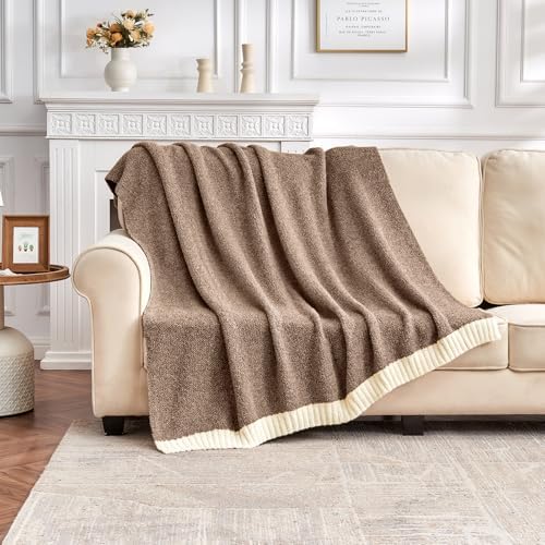 CozeCube Reversible Knitted Throw Blanket, Brown White Melange 60"x80" - Image 4