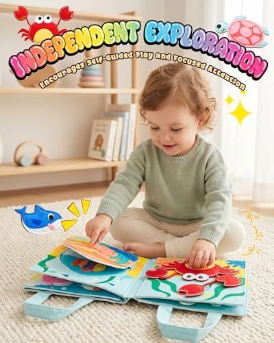 Montessori Busy Book, 8-Page Sensory Activity Toy, Sea Animals - Image 3