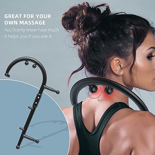 KEINE MARKE Back and Neck Massager Trigger Point Massage Tools Massage Cane for Pain Relief and Self Massage Hook Therapy Handheld Back Neck Shoulder Massager Gift for Women & Men Black - Image 2