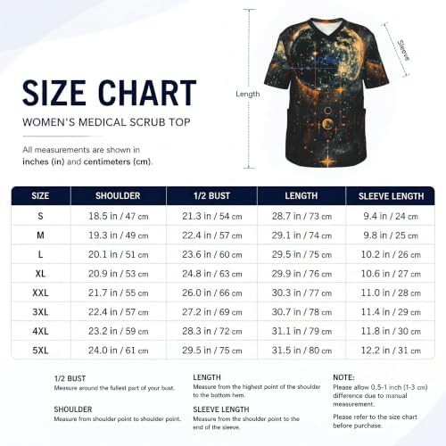Men's Scrub Top,V-Neck Spill Wrinkle Resistant,3 Pockets-Mysterious Universe (2) - Image 5