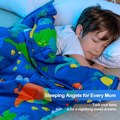 Sivio Cotton Weighted Blanket for Sleeping, 41"x60" 10 lbs, Blue Dinosaur - Image 3