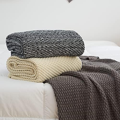 Longhui bedding 100% Cotton Knitted Throw Blanket – Black White, Soft & Cozy, Machine Washable, 60"x80" – Perfect for Living Room, Couch, Sofa, Bed or Travel - Image 4