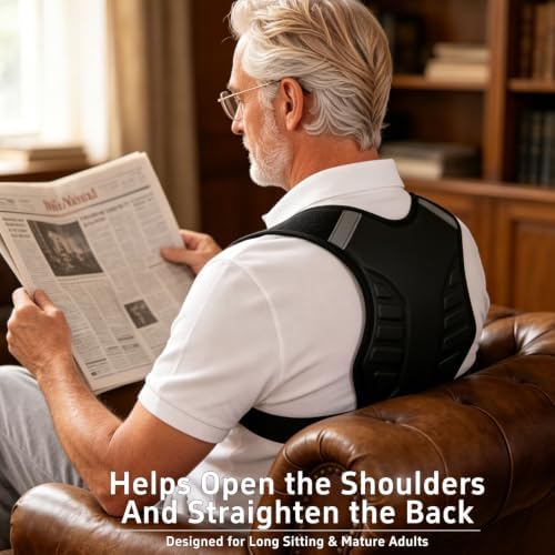 Posture Corrector for Women and Men Upper Back Brace Support Straightener Adjustable Mid Scoliosis Lower Pain Comfortable Relief Hunchback Slouching Kyphosis Invisible Under Fully Black XXL/XXXL - Image 2