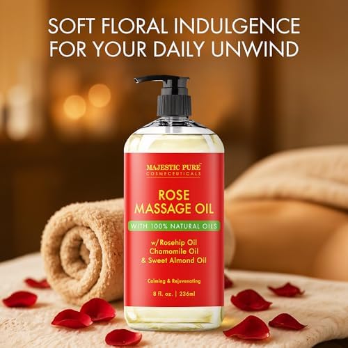 Majestic Pure Rose Massage Oil, Floral Aromatherapy Body Oil, 8 Fl Oz - Image 3