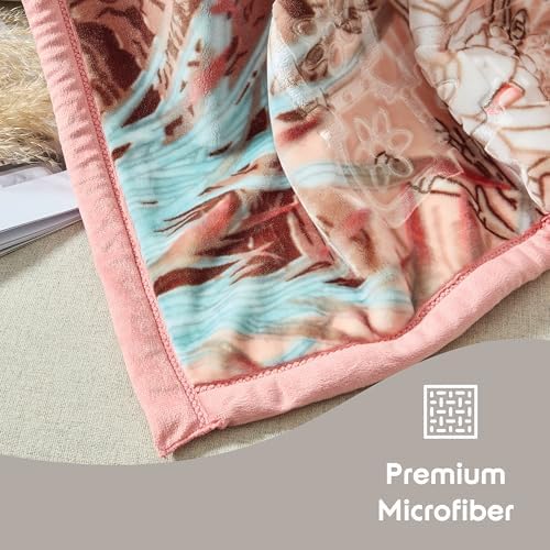 Nestl Korean Mink Blanket Queen Size - 9 Lbs Velvet Fleece Korean Blanket - 2 Ply Warm & Thick Winter Blanket - Wrinkle & Fade Resistant - 79 x 94 Inches (Peach) - Image 2