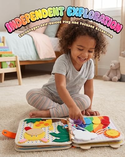 Montessori Busy Book, 8-Page Sensory Activity Toy, Giraffe - Image 3