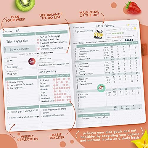 Clever Fox Wellness Planner & Food Journal for Weight Loss, A5 Orange - Image 4