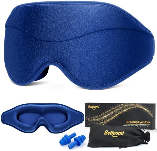 BeHoomi Sleep Mask, Premium Eye Mask for Sleeping, Total Blackout, Superior Soft Comfort, Upgraded 3D Ergonomic Designed Sleeping Mask for Home, Office, Travel, Meditation, Royal Blue by BeHoomi