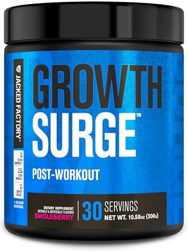 Jacked Factory Growth Surge Creatine Post Workout w/L-Carnitine - Daily Muscle Builder & Recovery Supplement with Creatine Monohydrate, Betaine, L-Carnitine L-Tartrate - 30 Servings, Swoleberry by JackedFactory