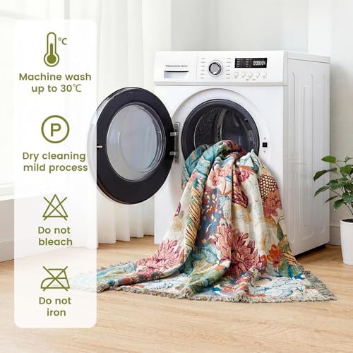 MSGKV Boho Throw Blanket 60"x80" 100% Cotton Blanket for Couch Bed Decor - Image 6