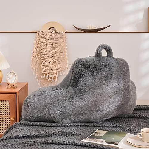 Aimuan Reading Pillow Bed Rest Wedge Large Adult Backrest Pillow with Arms Back Support for Sitting Up in Bed Cushion Incline Rest Sleeping Snoring Pillow, Grey Large - Image 2