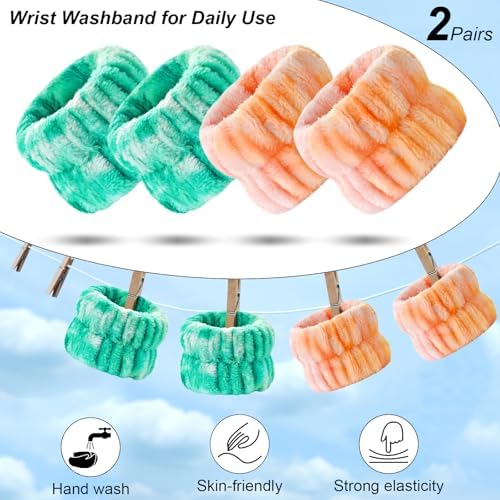 Wteehn 6pcs Headband and Wristband for Face Washing, Makeup Spa Skincare Headband, Skin Care Face Wash Headbands Wrist Bands Tools Set, for Women and Teen Girls Gifts - Image 6