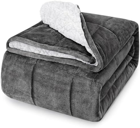 yescool Weighted Blanket for Adults (15 lbs, 48" x 72", Medium Gray) Heavy Blanket for Sleeping Perfect for 140-160 lbs, Twin Size Breathable Blanket with Premium Glass Bead, Machine Washable by yescool