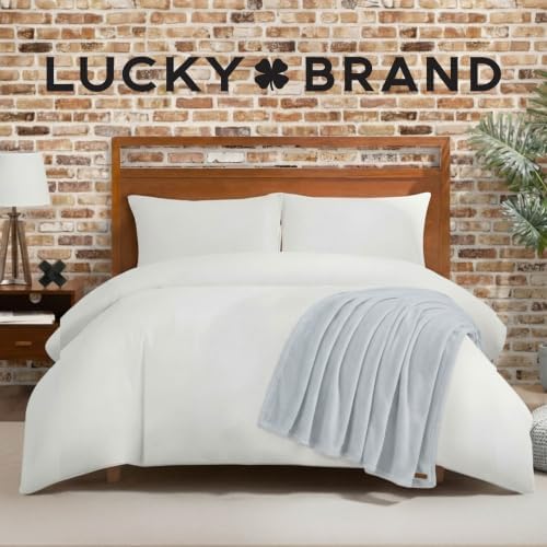 Lucky Brand Solid Plush 50"X70" Throw Blanket, Light Blue - Soft, Cozy, and Timeless Comfort - Image 4