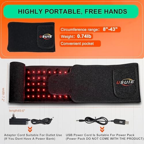 USUIE Red Light Therapy Belt, Infrared Light Therapy Wrap Red Light Therapy Device for Body with Timer for Women Men Gift - Image 4