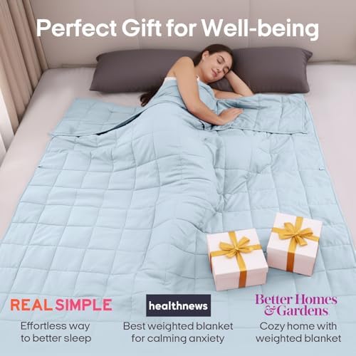 ZonLi Weighted Blanket for Adults (48"x72", 12lbs, Light Blue) - Image 4