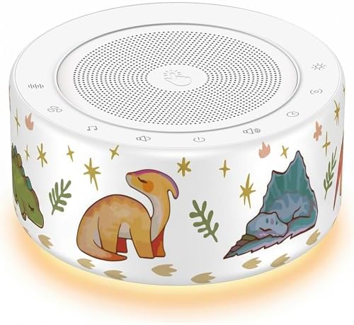 Kipcush White Noise Machine for Baby & Adults, 30 Soothing Sounds, Soft Non-Glare Nursery Lamp, 8 Color Night Lights, Memory Function (New Orange/Dinosaur, Standard) by Kipcush%C2%AE