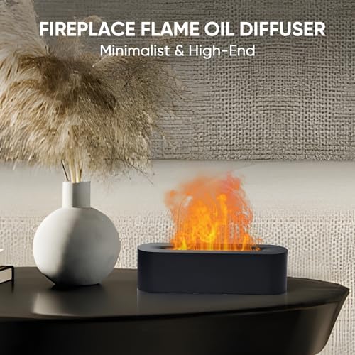 YALEDI Essential Oil Diffuser, Fireplace Flame Fire Oil Diffuser, 150ml Ultrasonic Cool Mist Aromatherapy Humidifier, Scent Aroma Diffuser with 7 Colors Light, Timer & Auto-Off for Home, Room (Black) - Image 2