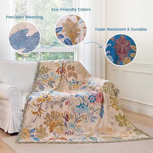 MSGKV Boho Throw Blanket 50"x60" 100% Cotton Throw for Couch Sofa Bed - Image 3