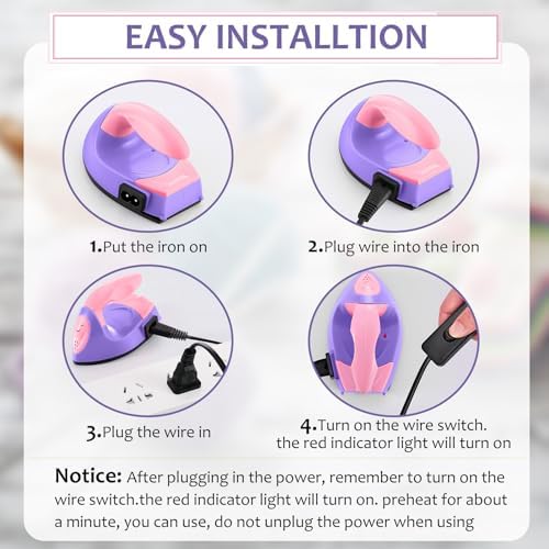 Honoson Mini Craft Iron with Charging Base Tiny,Dark Pink, Light Purple - Image 4