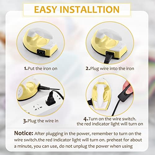 Honoson Mini Craft Iron with Charging Base Tiny,Light Yellow - Image 3