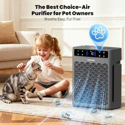 Air Purifiers for Home Large Room, Cover Up to 3000 Ft² with Air Quality Monitor and Timer, HEPA Filter Air Purifier for Bedroom with Fragrance, Air Cleaner for Dorm Room, Office - Grey - Image 4