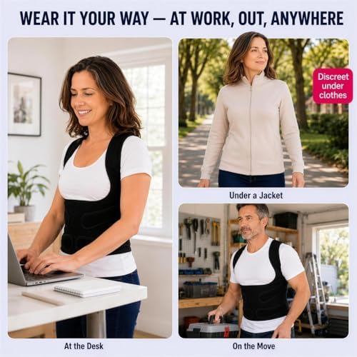 Fit Geno Posture Corrector for Women & Men, Back Shoulder Support Brace - Image 6