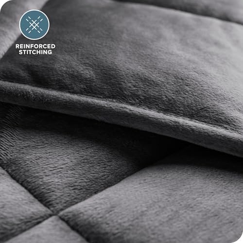 Bare Home Minky Fleece Weighted Blanket (Grey, 80"x87" 25lbs) - Image 6