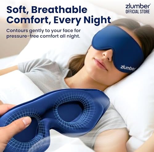 Zlumber Premium Eye Sleep Mask for Men & Women - 100% Blackout 3D Contoured Night Eye Mask for Sleeping, Travel Eye Mask & Side Sleeper Mask, Zero Eye Pressure, Adjustable - Image 3