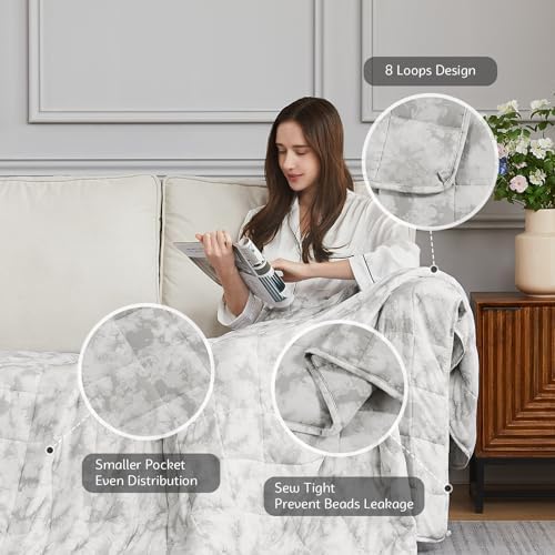 L'AGRATY Weighted Blanket - 48"x72" 20lbs Cooling Breathable Heavy Blanket with Glass Beads for Adult All-Season - Image 4