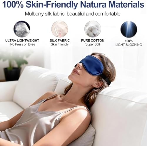Silk Sleep Mask for Sleeping, Blackout Eye Mask with Adjustable Strap - Image 2