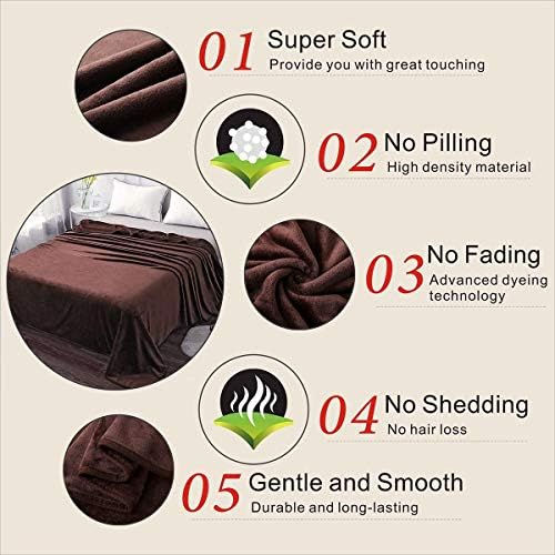 Richave Fleece Blanket King Size 350GSM Lightweight Throw for The Bed Warm Sofa Blanket 90" x 108"(Brown King) - Image 4