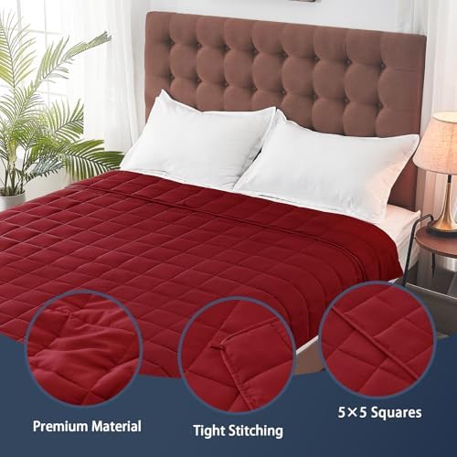 yescool Weighted Blanket for Adults (17 lbs, 60" x 80", Red) Cooling Heavy Blanket for Sleeping Perfect for 110-130 lbs, Queen Size Breathable Blanket with Premium Glass Bead, Machine Washable - Image 6