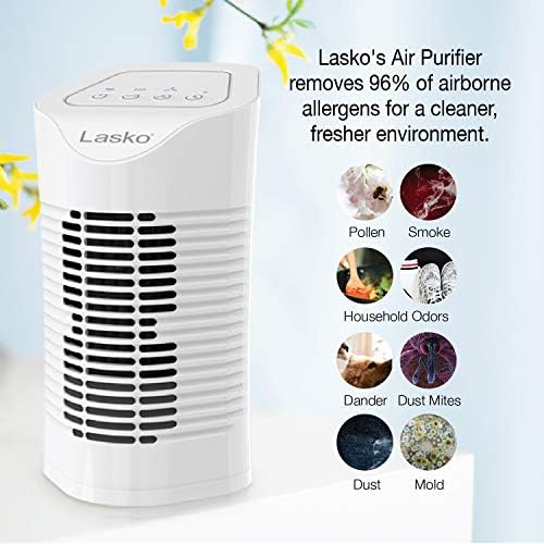 Lasko HF11200 Desktop Air Purifier for Home, Office, Bedroom, Dorm and Small Rooms – 3-Stage Filtration Removes Smoke, Pet Odors, Allergens, and Dust - Image 3