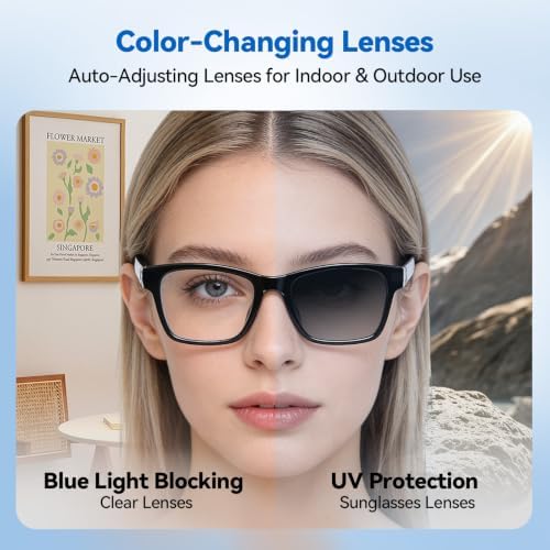 AI Smart Glasses with ChatGPT – Bluetooth, Real-Time Translation, Music & Hands-Free Calls, Photochromic Lenses, UV & Blue Light Protection for Men & Women - Image 7