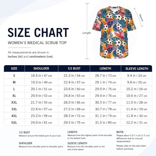 Men's Scrub Top,V-Neck Spill Wrinkle Resistant,3 Pockets-Tropical Palm Leaf Football (1) - Image 5