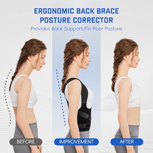Back Brace Posture Corrector for Women & Men, Adjustable Shoulder Straightener with Full Back Support, Relief for Lower & Upper Back Pain, Hunchback & Scoliosis (Black, Medium) - Image 3