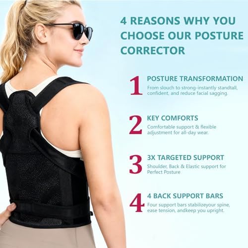 Upgraded Back Brace,Posture Corrector,Lumbar Support with Shoulder Support,Adjustable Full Back Straightener for Upper & Lower Back Pain Relief, Hunchback, Scoliosis & Spine Alignment (S) - Image 2
