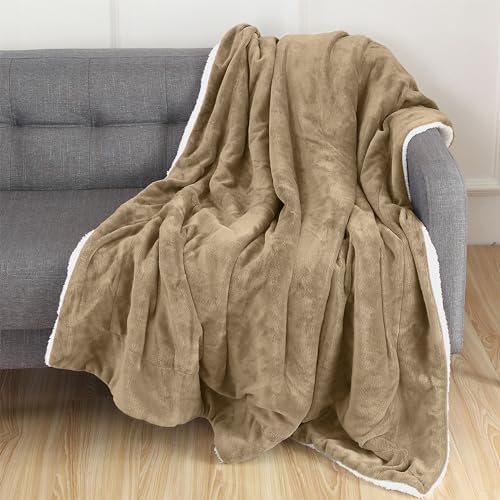 Elegant Comfort Luxury Ultra-Plush Velvet Touch Fleece Throw Soft, Warm, Cozy| Micromink Sherpa-Backing Reversible Blanket for Bed, Sofa and Couch, Solid Taupe - Image 5