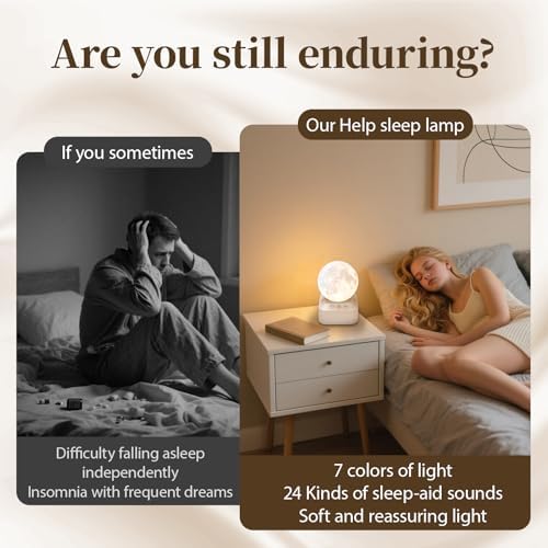 White Noise Sleep Machine with Moon Lamp Night Light,24 Soothing Sounds,Adjustable RGB Color Changing,Sleep Aid for Babies & Adults,Timer & Type-C Rechargeable,Reduces Stress & Improves Sleep Quality - Image 6
