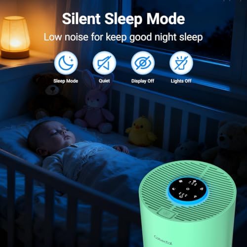 2 Pack Cobectal Air Purifiers for Home Bedroom with 3-in-1 Filter, Green - Image 5