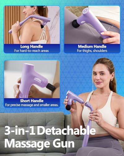 3-in-1 Detachable Massage Gun Deep Tissue with Extension Long Handle - Image 3