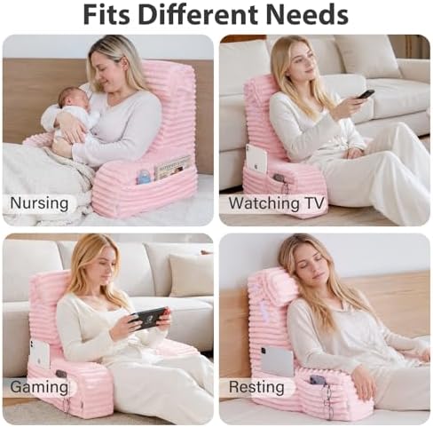 ENITYA 22" XL Back Pillow for Bed Sitting Up with Armrests & Big Pockets - Image 6