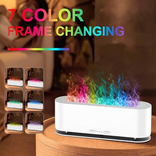 Upgraded Flame Fire Diffuser Humidifier, 7 Colors Changing Oil Diffuser, Ultra-Quiet Aroma Essential Oils Aromatherapy Diffusers for Large Room, Bedroom, Office(200ml Auto Off,Timeable,12Hrs) - Image 2